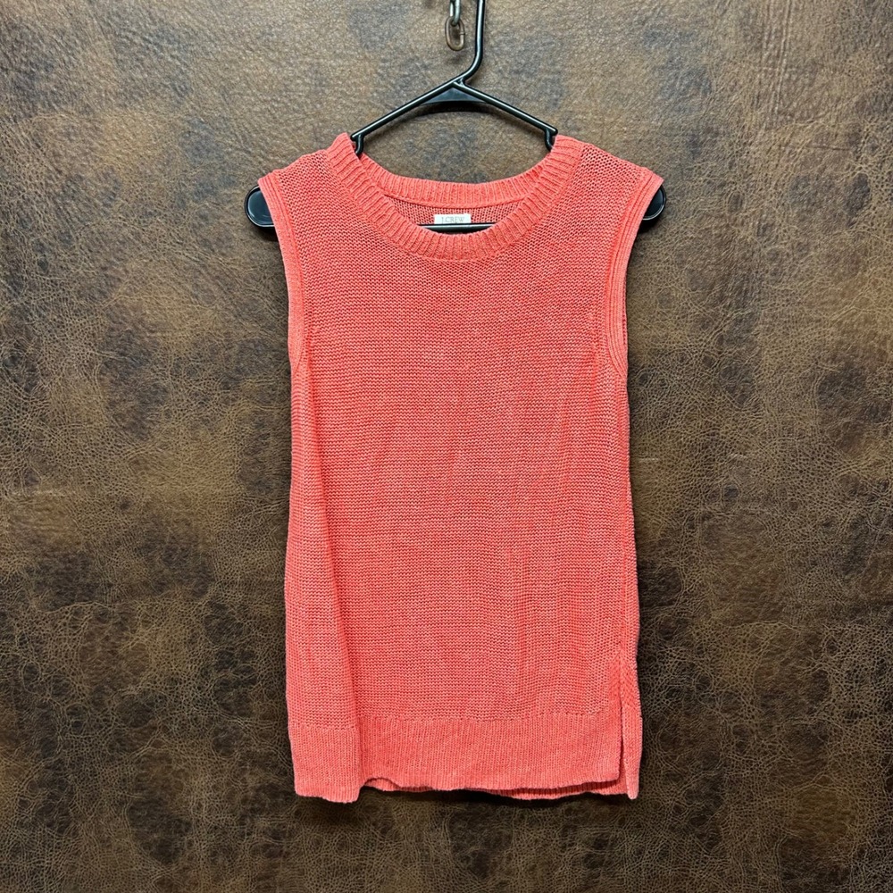 J. Crew Medium Linen Tank Salmon Pink Beach Classic Summer 2 Side Slit Top